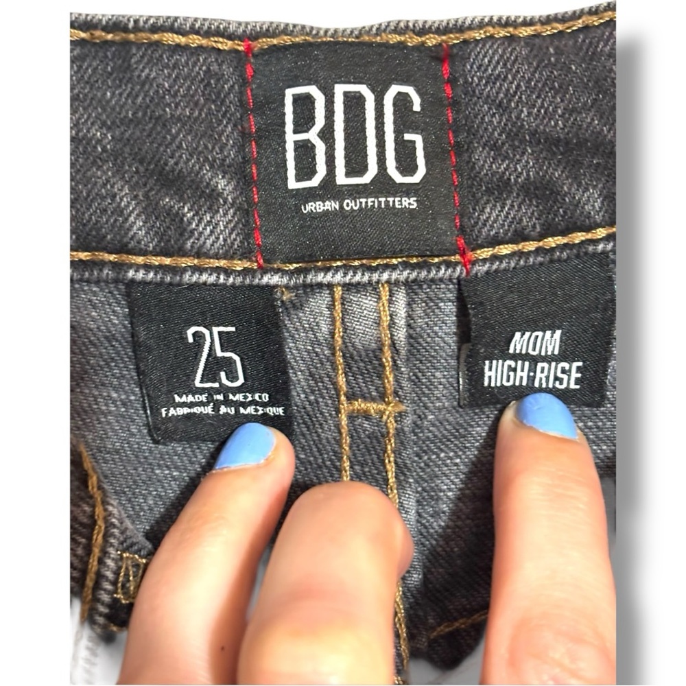 BDG Urban Outfitters Black Denim Cuffed Mom High Waisted Shorts - Picture 5 of 16